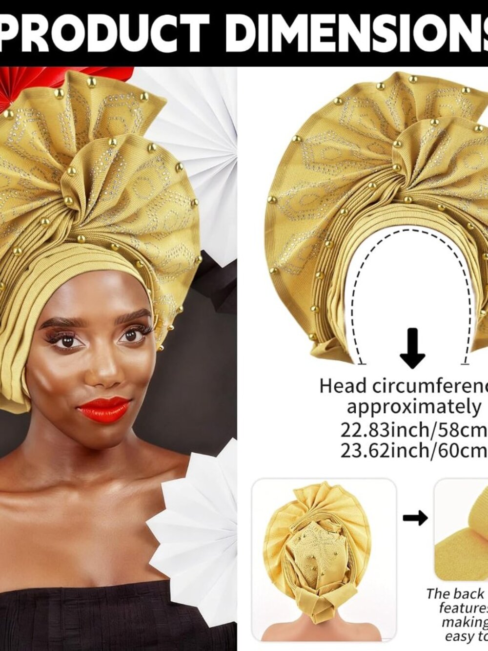 African gele head wrap for women Nigerian Headwear,auto gele Nigerian Headwear,t - Picture 2 of 7